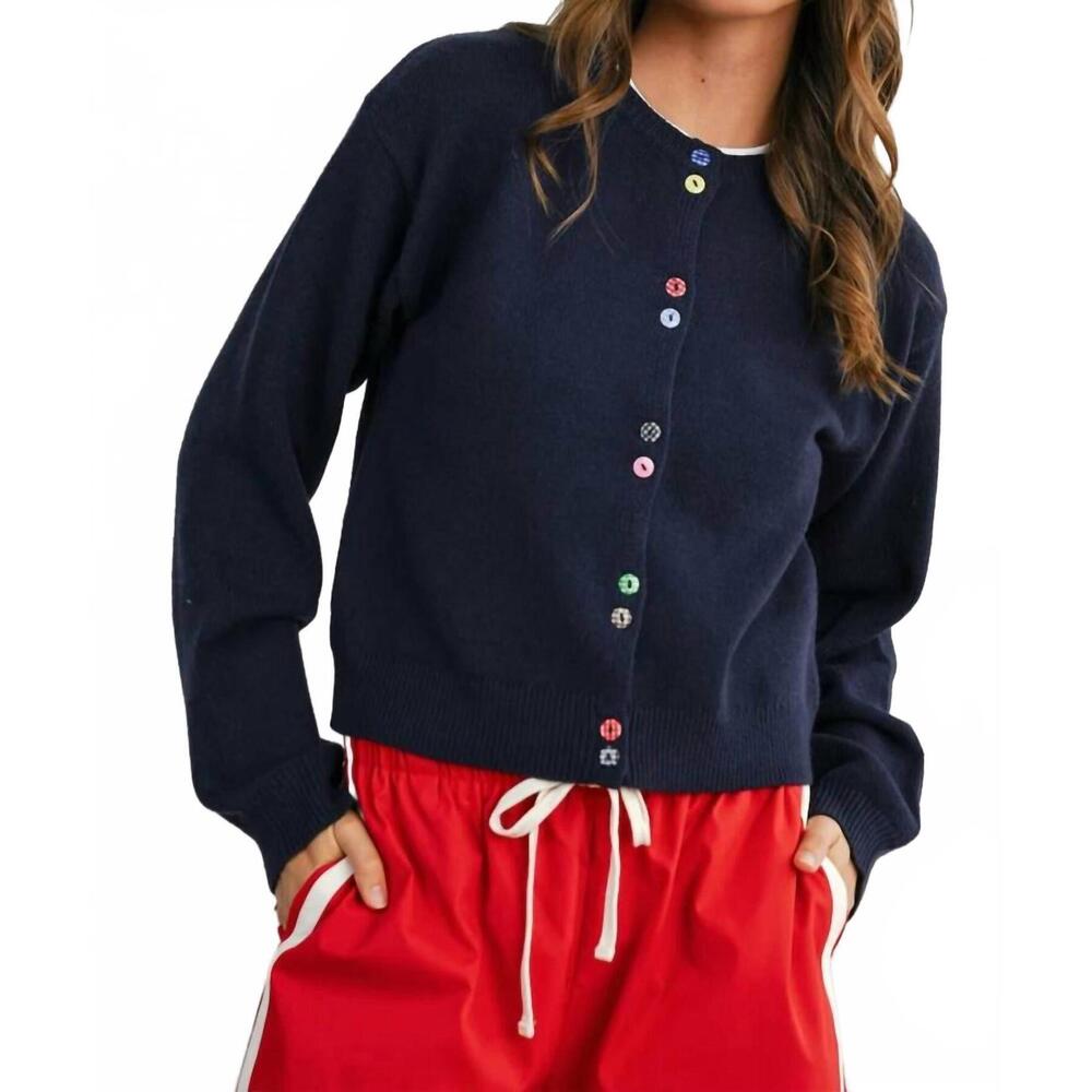 NEW BUTTERMELON long sleeve buttoned cardigan in navy